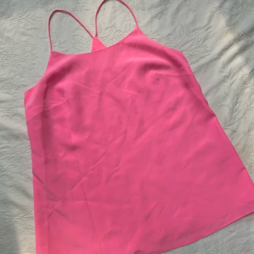 Lilly Pulitzer neon pink silk racer back tank